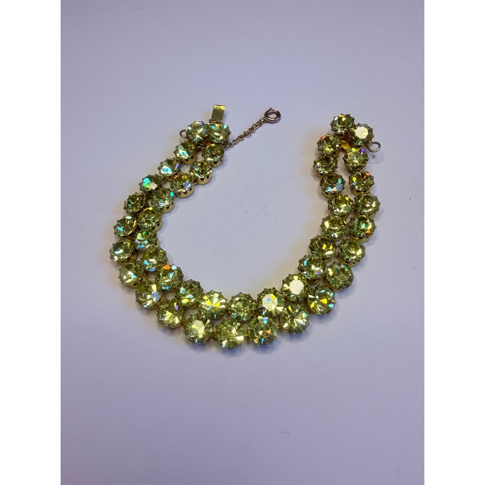 Vintage Hattie Carnegie Green Rhinestone Bracelet – Signed